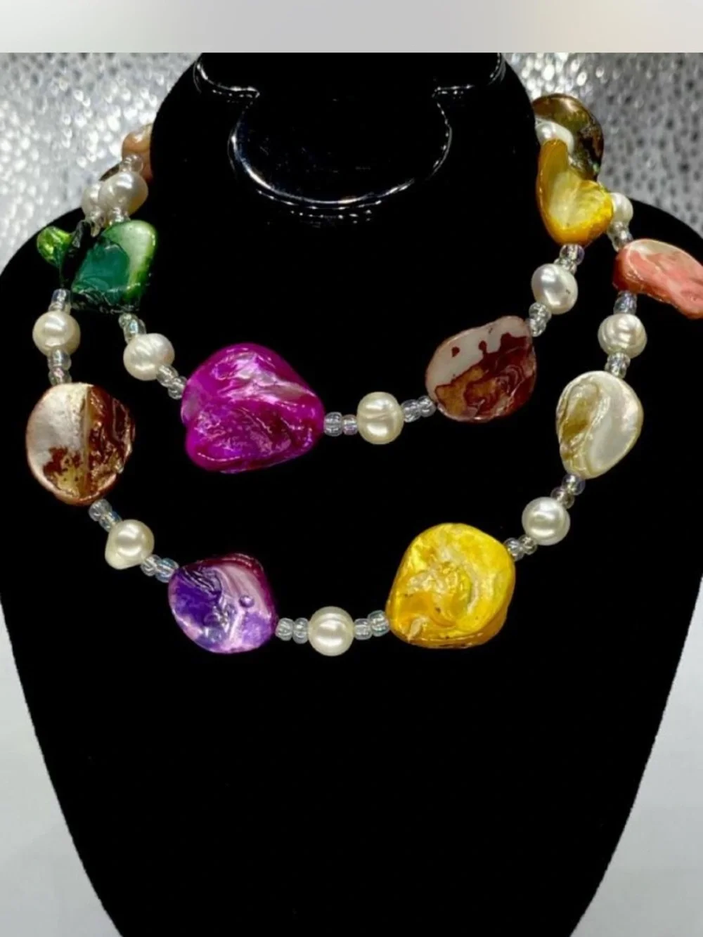 Abalone ^^^ Multicolor Baroque Pearl Statement Necklace  * Bonus !!! 👀 Pics :0)